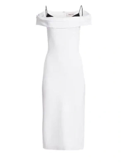 Shop Cushnie Et Ochs Off-the-shoulder Midi Dress In White Black