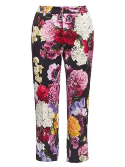 Shop Dolce & Gabbana Brocade Floral Cropped Pants In Mix Floral