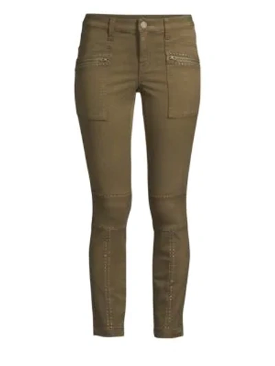 Shop Joie Hazina Studded Skinny Ankle Pants In Fatigue