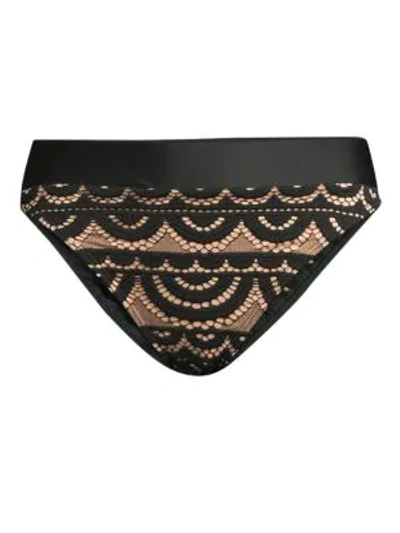 Shop Pilyq High-waist Lace Bottom In Midnight