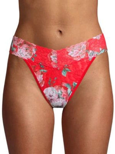 Shop Hanky Panky Holiday Blossom Thong In Red Mult