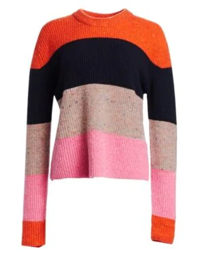 Shop A.l.c Georgina Bold Stripe Knit Sweater In Tangerine Multicolor Taffy