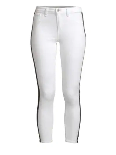 Shop L Agence Margot High-rise Tuxedo Stripe Ankle Skinny Jeans In Blanc