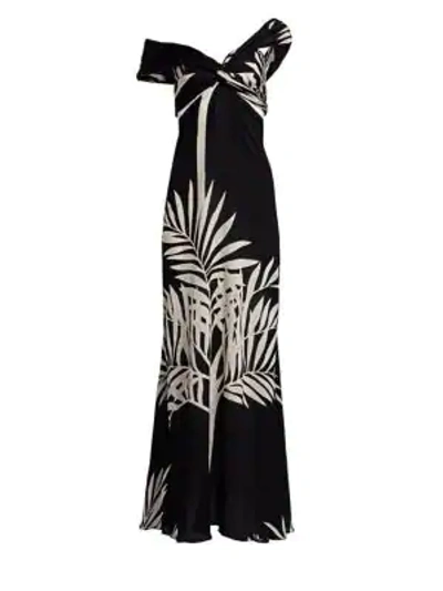 Shop Johanna Ortiz Palma Negra Off-the-shoulder Silk Dress In Black