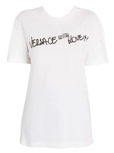 Shop Versace Signature Xx Cotton Tee In White