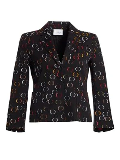Shop Akris Punto Jacquard Circle Split-sleeve Jacket In Nero Multi