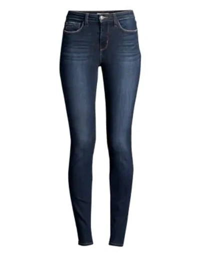 Shop L Agence Marguerite Mid-rise Skinny Distressed Jeans In Baltic