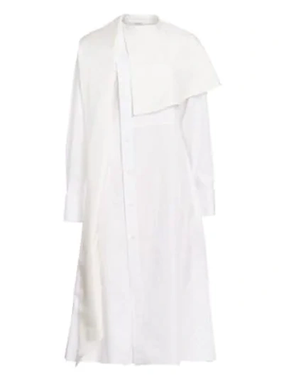 Shop Loewe Wrap Shawl Collar Shirt Dress In White