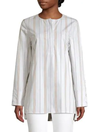 Shop Lafayette 148 Tilly Striped Cotton Tunic In Aerial Multi