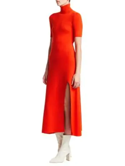 Shop A.l.c Caplan Knit Turtleneck Midi Dress In Tangerine