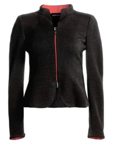 Shop Emporio Armani Honeycomb Contrast Zip Jacket In Black