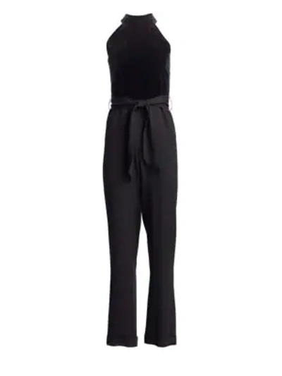 Shop Carolina Ritzler Velvet Top Sleeveless Jumpsuit In Navy