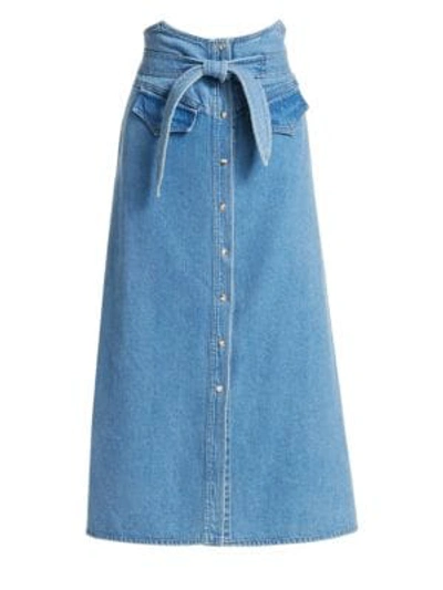 Shop Nanushka Alma Denim Midi Skirt In 90s Blue