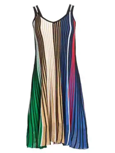 Shop Kenzo Colorblock Rib-knit Fit-&-flare Dress In Multi
