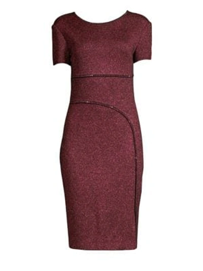 Shop St John Women's Metallic Knit Sheath Dress In Deep Red