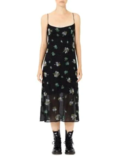 Shop Marc Jacobs Redux Grunge Floral Chiffon Silk Midi Slip Dress In Black