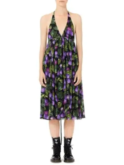 Shop Marc Jacobs Redux Grunge Plum Georgette Halter Dress In Purple Multi