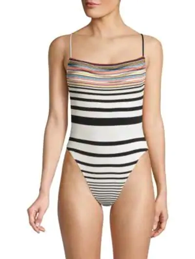 Shop Missoni Pizzo Rigato Striped One-piece Swimsuit In Multicolor
