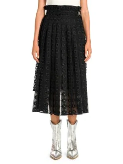 Shop Fendi Pleated Midi Sangallo Organza Wrap Skirt In Black