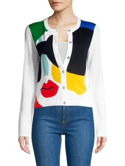 Shop Alice And Olivia Ruthy Stace Colorblock Face Cardigan In Multi