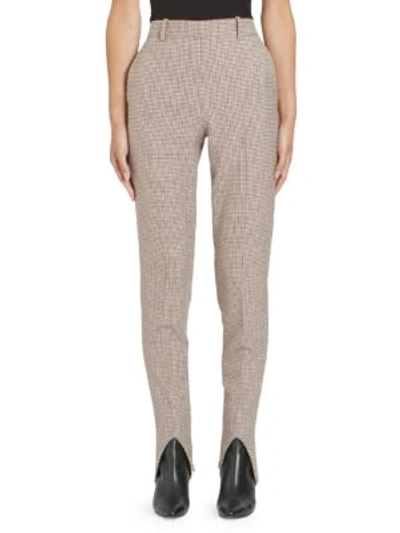 Shop Givenchy Micro Check Stirrup Pants In Natural