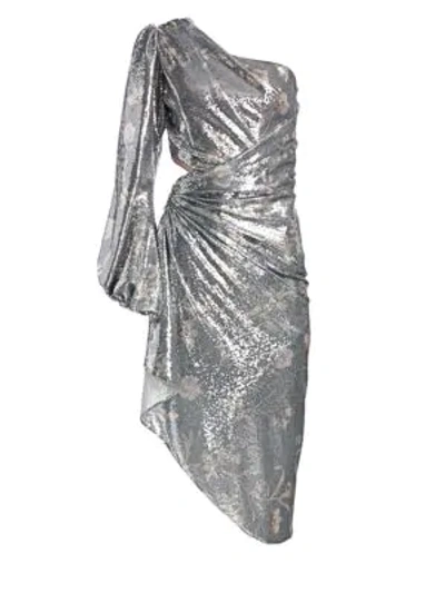Shop Johanna Ortiz Women's Glassy Orchid One-shoulder Sequin Dress In Grey