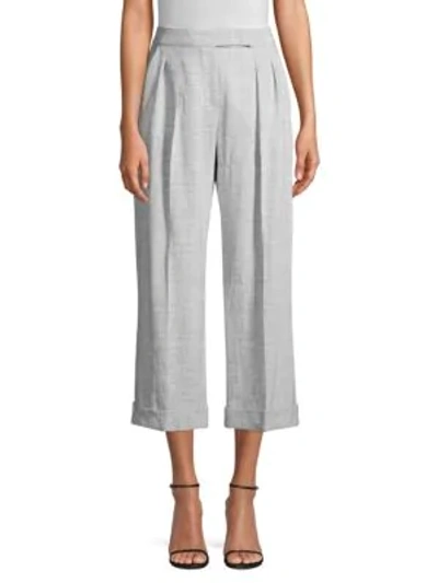 Shop Max Mara Dax Plaid Wool Cropped Pants In Light Grey