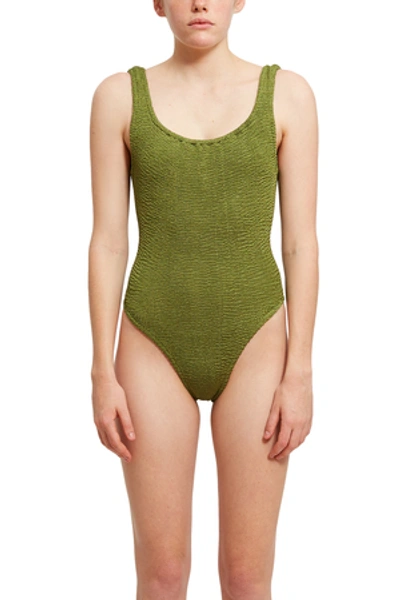 Shop Hunza G Opening Ceremony Isolde One-piece Swimsuit In Metallic Moss