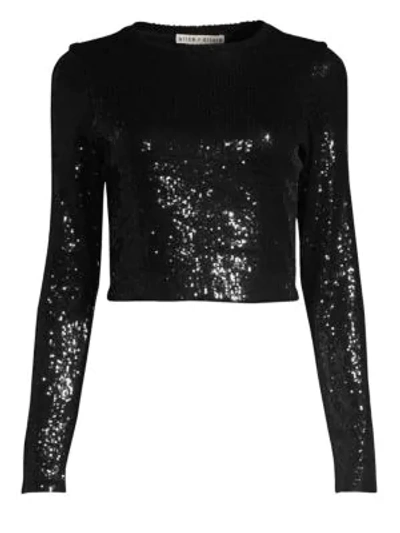 Shop Alice And Olivia Delaina Sequined Crop Top In Black