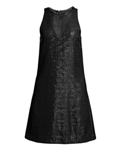 Shop Emporio Armani Sleeveless Sequin Shift Dress In Black