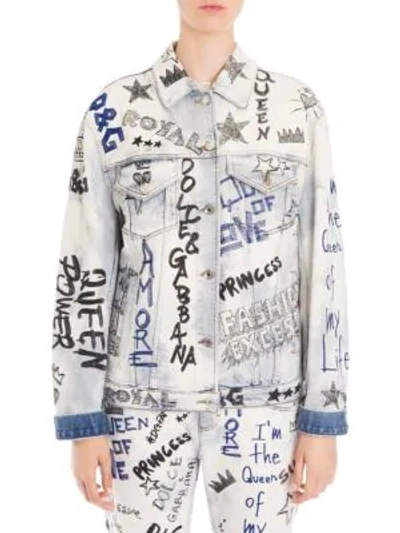 Shop Dolce & Gabbana Denim Graffiti Jacket In Graffiti Denim