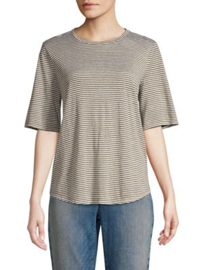 Shop Eileen Fisher Organic Linen Striped Top In Olive