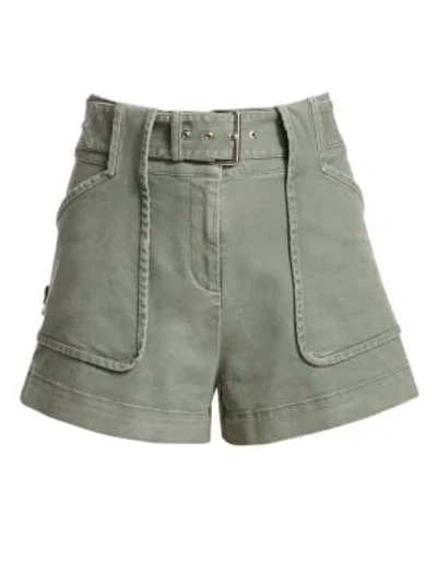 Shop Derek Lam 10 Crosby Belted Chino Shorts In Fatigue