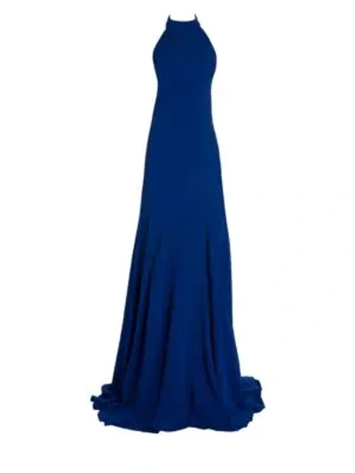 Shop Stella Mccartney Stretch Cady Gown In Blue