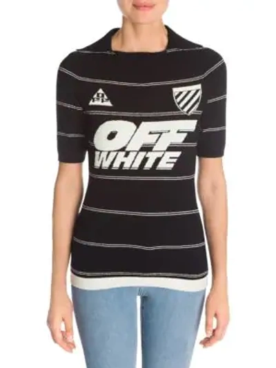 Shop Off-white Knit Logo Polo Tee In Black Ecru