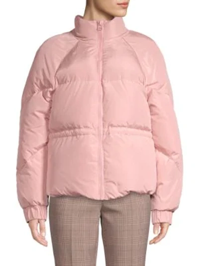 Shop Ganni Tech Down Puffer Jacket In Silver Pink