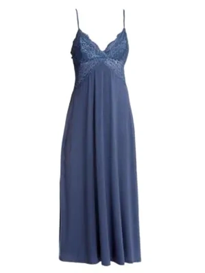 Shop Jonquil Hampton Court Lace Slip Gown In Smoke Blue