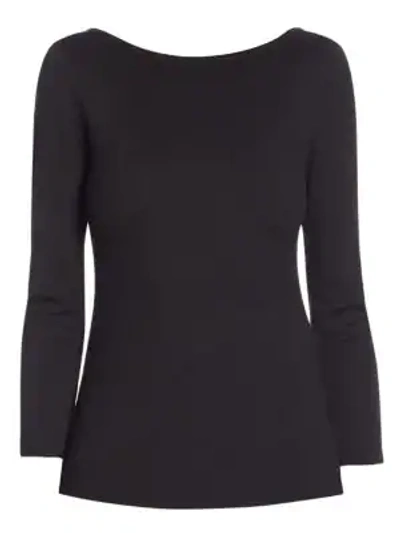 Shop Akris Punto Elements Three-quarter Boatneck Jersey Top In Black