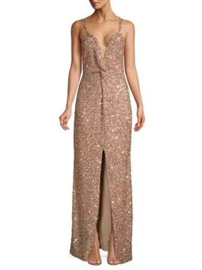 Shop Parker Black Luna Beaded Plunging V-neck Gown In Mimosa