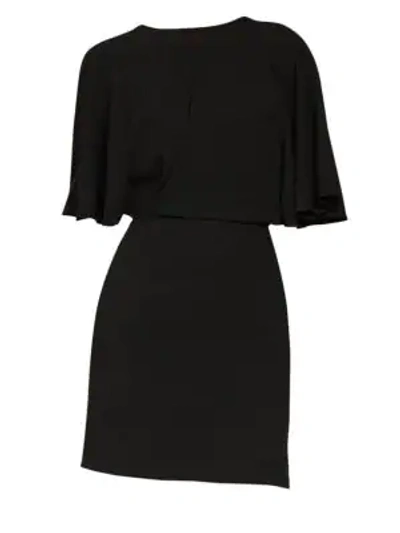 Shop Saint Laurent Loose Sleeve V-back Sheath Dress In Black