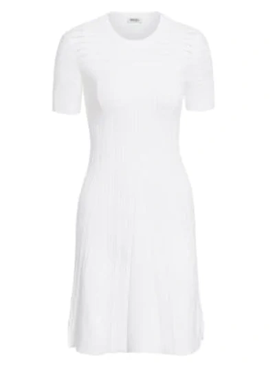 Shop Kenzo Short Sleeve Rib-knit Dress In White