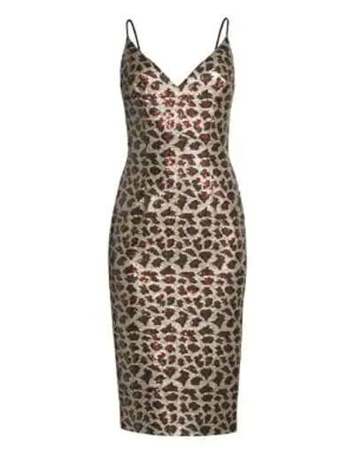 Shop Black Halo Amorie Leopard Sequin Sheath Dress In Cleopatra