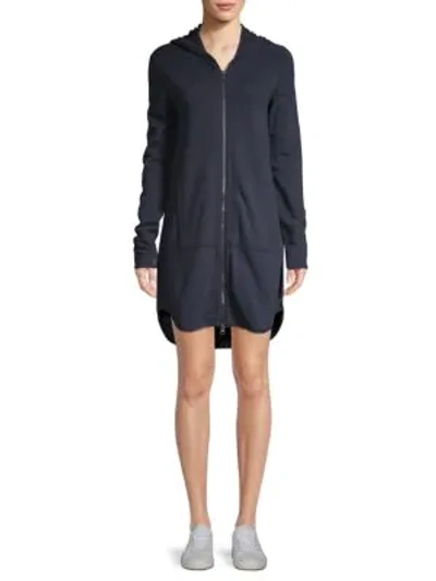 Shop Atm Anthony Thomas Melillo French Terry Hooded Dress In Midnight