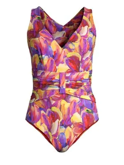 Shop Chiara Boni La Petite Robe Women's Resort Claudy Print One-piece Bathing Suit In Tulips Multi