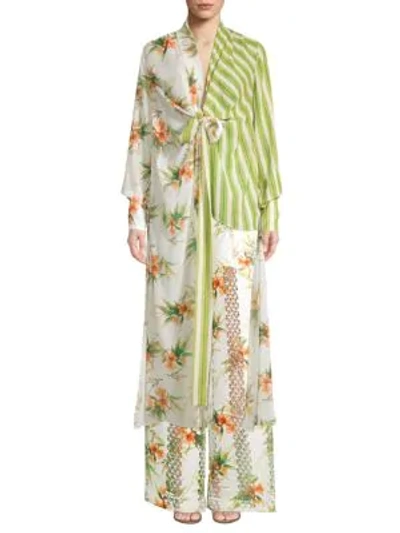 Shop Patbo Mixed Print High-low Tunic In Green White