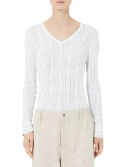 Shop Marc Jacobs Redux Grunge Pointelle Long Sleeve Tee In White