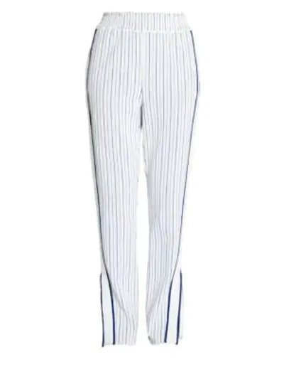 Shop Stella Mccartney Compact Knit Pinstripe Track Trousers In Copper