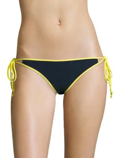 Shop Jonathan Simkhai String Bikini Bottom In Midnight Acid Yellow