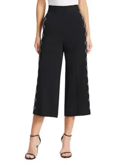 Shop Red Valentino Scallop Stretch Pants In Black