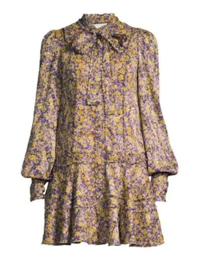 Shop Alexis Monika Drop Waist Dress In Purple Flower